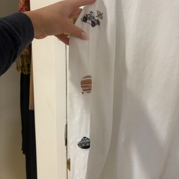 Percival Heavyweight Long Sleeve T Shirt with Spaceman Embroidery - White L - Picture 5 of 6